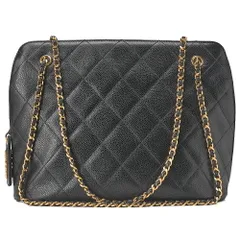 CHANEL シャネル ショルダーバッグ マトラッセ プレートチャーム  Wチェーンショルダー キャビアスキン 黒  ゴールド金具 レディースバッグ ブランド【中古】【送料無料】