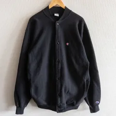 【美品/USA製】CHAMPION【90s スナップ カーディガン】XXL ブラック チャンピオン リバースウィーブ 90年代 26030303
