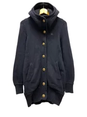BURBERRY BLUE LABEL (バーバリーブルーレーベル) フード付き ニット カーディガン 38 ブラック レディース/036