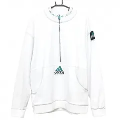 【新品】アディダス トレーナー 白×グリーン×黒 エキップメント ハーフジップ フロントロゴ メンズ XL ゴルフウェア 2025年モデル adidas