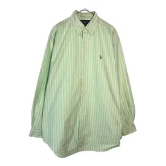 Polo by Ralph Lauren ポロ ラルフローレン BLAKE ボタンダウン 長袖シャツ ストライプ ライトグリーン(メンズ L)中古 古着 X4991