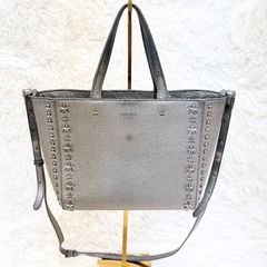 JIMMY CHOO ペガシ バッグ 2way レザー スタッズ グレー - メルカリ