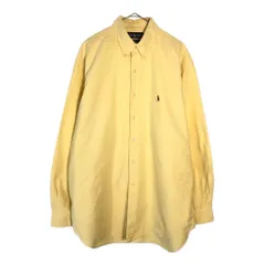 90年代 Polo by Ralph Lauren ポロ ラルフローレン YARMOUTH ボタンダウン 長袖シャツ イエロー(メンズ 17)中古 古着 X4992