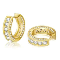 KRKC フープピアス リングピアス レディース・メンズ ピアス 幅さ15mm シルバー925製 czジルコニア キラキラ 男女兼用 イヤリング K14金メッキ シンプル スターリングシルバー ラウンドフープ CZダイヤ アクセサリー 金属アレルギー対応  0