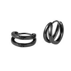 Hanayaka ピアス メンズ フープ リングピアス シルバー925 シルバー/ブラック 男性 シンプル 個性 おしゃれ 金属アレルギー アクセサリー 1