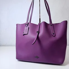 ✨Bランク COACH コーチ トートバッグ レザー シボ革 ターンロック A4 ネズミ 「15EL」