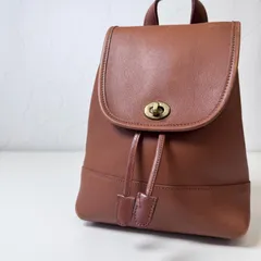 ✨BCランク COACH old coach vintage Turn lock Rucksack glove-tanned leather USA 9960 「5EL」