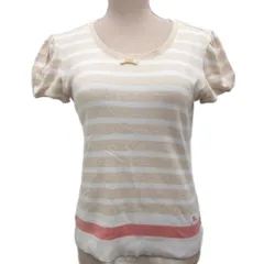 バーバリーブルーレーベル BURBERRY BLUE LABEL ニット セーター 半袖 ボーダー 38 ベージュ 白 ホワイト ピンク E1N58-771-40