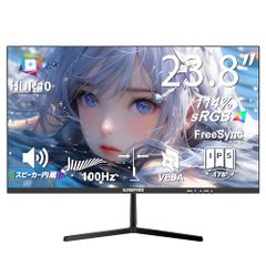 XUNDEFINED 23.8-inch Monitor, Full HD (1920x1080), 100Hz, Ultra-thin Display, Built-in Speakers, Anti-glare IPS Panel, 114% sRGB, HDR, FreeSync, Blue Light Reduction, Flicker-free, HDMI, VGA, Headphone jack