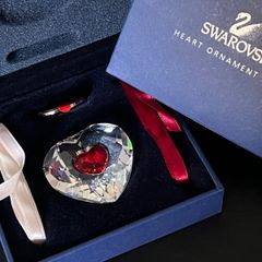 スワロフスキー4点 白鳥約7センチ 赤ハート❤️ 青ハート お手入れ