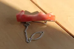 KT14天然 赤珊瑚 ネクタイピン 原木 枝 紳士 昭和レトロ ヴィンテージ