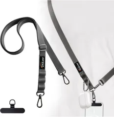 ★[ZXZone] スマホショルダー 斜めがけ首掛け肩掛け 携帯ストラップスマホストラップ 長い 160cm 幅 2cm 長さ調節可能 ストラップ 1本+タグパッチ1枚入り ショルダーストラップ ロング ネックストラップ スマホ用  (コンクリートグレー)
