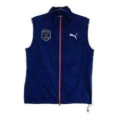 サイズ：M PUMA GOLF プーマゴルフ  ジップ ナイロン ベスト 総柄 ネイビー系 [240101647460] ゴルフウェア メンズ ストスト