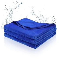 洗車タオル マイクロファイバークロス 大判 40*60cm 3枚セット 極細繊維 吸水 速乾 拭き上げ (青, 40*60cm) 1