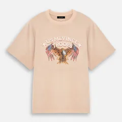 新品 メルヴィンス MLVINCE TROOPS S/S TEE BEIGE ストリートファッション 半袖プリントTシャツ