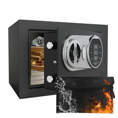 VALINIRT 金庫 家庭用 金庫 小型 7L 財布用防火ポーチ内蔵 暗証番号式と予備鍵のダブルロック 高輝度LEDライト オフィス 店舗 ご家庭の防災対策に 簡単取付け (黒色) 0