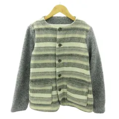 ビームスハート BEAMS HEART ボアジャケット ブルゾン ボーダー ウール グレー 白 ホワイト 1020 ■YHS7