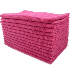 【12枚セット】 シンプルフレッシュ(Simple Fresh) 洗車 タオル マイクロファイバークロス ピンク 吸水 速乾 お徳用 掃除 ふきん ダスター 1