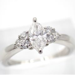 Newly polished MIKIMOTO 0.64ct (0.47ct + 0.17ct) Diamond Marquise Cut Ring, Size 9.5, Pt950 Platinum Jewelry, 4659