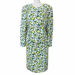 シャレブラン Chalet Blanc レナウン 美品 セットアップ 花柄 ノーカラー ジャケット スカート ひざ丈 タイト マルチカラー ■GY22 X