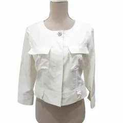 ケティ KETTY ノーカラージャケット ブルゾン リネン混 白 ホワイト  M ■MET1