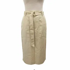 ボールジー BALLSEY トゥモローランド スカート ひざ丈 ベルト付き ベージュ 36 約S ■MET1