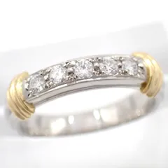新品仕上げ済 Christian Dior クリスチャンディオール 5P ダイヤモンド ダイヤ Pt950 750 リング 指輪 5号 イエローゴールド プラチナ ジュエリー コンビ  K18YG YG 4661のサムネイル