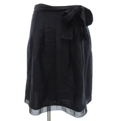 ナチュラルビューティー NATURAL BEAUTY フレアスカート ひざ丈 リボン ラメ 38 紺 ネイビー /JS