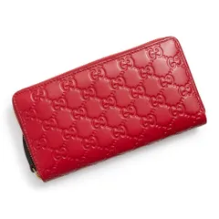 グッチ 410102 ジップアラウンドウォレット シマレザー レッド ラウンドファスナー 長財布 ゴールド金具 箱付 GUCCI（未使用　展示品）