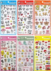 新品 アイデア PUK PUK JELLY seal（ぷくぷくジェリーシール） 6枚セット  アニマル ３D 立体 内藤ルネ [ネコポス]