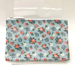 【Cath Kidston】キャスキッドソン ライトブルー 花柄 フラットポーチ ★