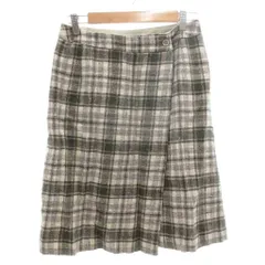 マドモアゼルノンノン mademoiselle NON NON スカート チェック フレア 40 L グリーン ■YHS14 レディース