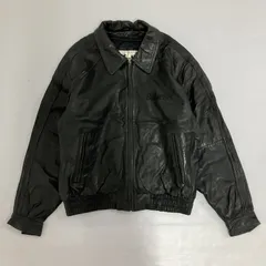 ◆ EXCEED  レザージャケット ヴィンテージ 本革 アウター メンズ Lサイズ ブラック ジップアップジャケット ライナー欠損 古着