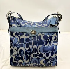 【❗️✨シグネチャー柄✨❗️】COACH コーチショルダーバッグ ブルー 型番10994✨簡易清掃済・現状品‼️