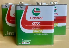 ◦☆【訳あり】カストロール･ＧＴＸ  １０Ｗ３０ ＳＬ／ＣＦ　３Ｌ　３缶セットのサムネイル