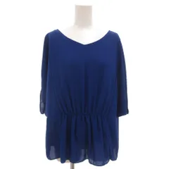 アンタイトル UNTITLED ブラウス カットソー 44 半袖 青 ブルー Vネック ペプラム ドルマンスリーブ /GV ■YHS16