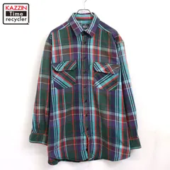 90s USA製 vintage WOOLRICH チェック柄 ネル 長袖シャツ メンズ 表記Lサイズ