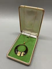 SN1387  AMITA ペンダントネックレス ゴールドカラー 伝統工芸品 竹林 京象嵌 ヴィンテージ アンティーク 首周り約60cm 重量9.2g