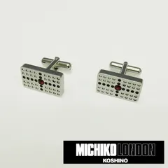 MICHIKO LONDON　カフリンクス/カフスボタン　シルバー スワロフスキー　日本製　ミチコロンドン　メール便可　MKNC-402