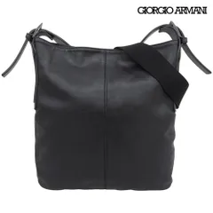 良品 ジョルジオアルマーニ GIORGIO ARMANI GAロゴ ナッパレザー ショルダーバッグ メッセンジャーバッグ 肩掛け 黒 ブラック メンズのサムネイル