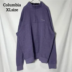 【Columbia】ハーフジップ ワンポイント刺繍ロゴ　コロンビア オーバーサイズ スウェット トレーナー プルオーバー パープル US古着 USA輸入 XLsize