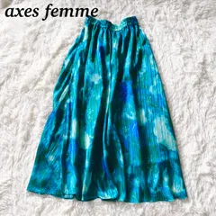 axes femme アクシーズファム ロングスカート フレアスカート ウエストゴム エメラルドグリーン ブルー  爽やか 可愛い