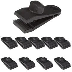Alpha Depot テントクリップ 10個セット 強力固定 タープクリップ プラスチック製 取り付け簡単 ジグザグワニ口 直径穴付き 厚手対応 アウトドア キャンプ タープ シート固定 防風 (テントクリップ×10 [ブラック] [テントクリップ×10個]のサムネイル