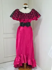 日本 ヴィンテージ)オフショルダー レース新 ティアード ドレス ロング丈 必須アイテム パーティーダンス演奏会授賞式 セクシー