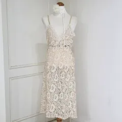 ヴィンテージ)フラワー レース シースルー 刺繍 ヒメラッテギャルst キャミソール ノースリーブ ONE PIECE