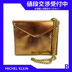 Y603-138 MICHEL KLEIN ミシェルクラン チェーンショルダーバック パーティーバック レディース ゴールドメタリック