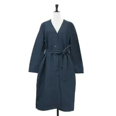 MACKINTOSH PHILOSOPHY マッキントッシュ コート ネイビー 紺 サイズ:38(M) | リネン ノーカラーコート / スプリングコート 羽織り ロング丈 Aライン 長袖 Vネック ボタンダウン ベルト付き【レディース】【中古】のサムネイル