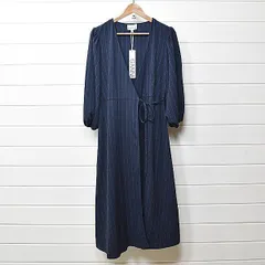 ガニー ピンストライプ カシュクール ワンピース 38 ネイビー GANNI｜22a1708