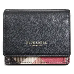 BLUE LABEL CRESTBRIDGE ブルーレーベル クレストブリッジ 財布 ブラック レッド系 | レザー チェック 二つ折り財布 / ミニウォレット | スナップボタン ボックス型 ロゴ 短財布 | ブランド【レディース】【中古】