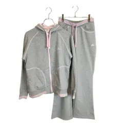 ADIDAS アディダス セットアップ ジップアップ パーカー/スウェット パンツ 上E06470 JD1036 下E06466 JD1036 M グレー× ピンク レディース